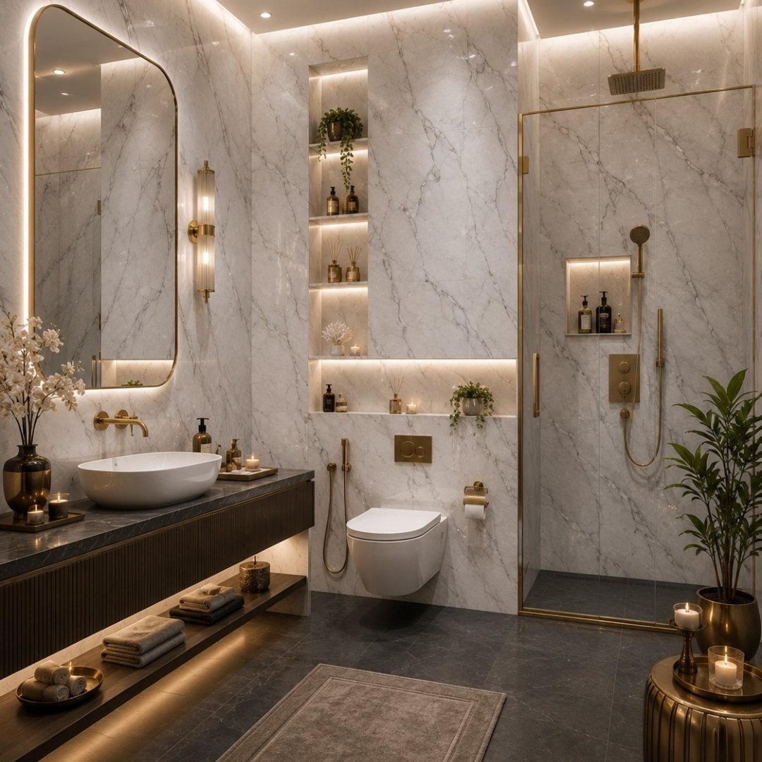 AL EN Turky Grey Marble Bathroom Tiles - My Home Studio